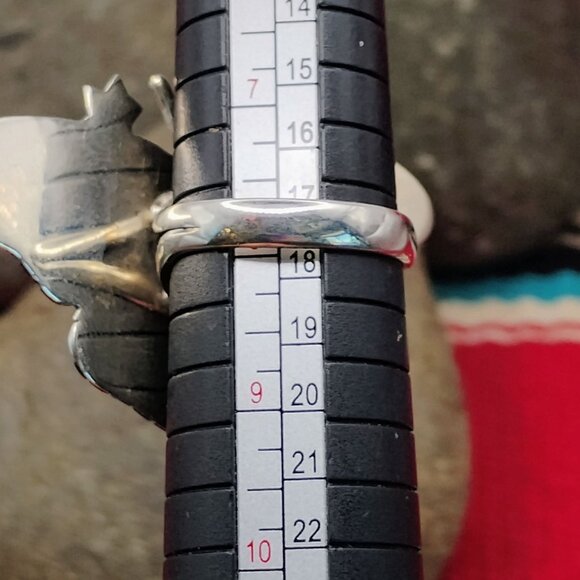 Southwest Sterling Silver Overlay Butterfly Ring Turquoise & Coral Size 8 - Picture 5 of 6